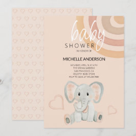 Convite Ilustração de Aquarela de Elefante de Escamudo Cor