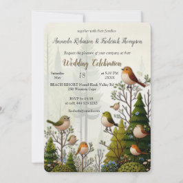 Convite Ilustração de arte de aves simplistas do estilo mo