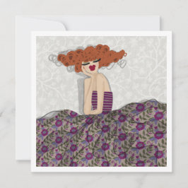 Convite Ilustração de Arte de Moda Floral de Fada Menina C