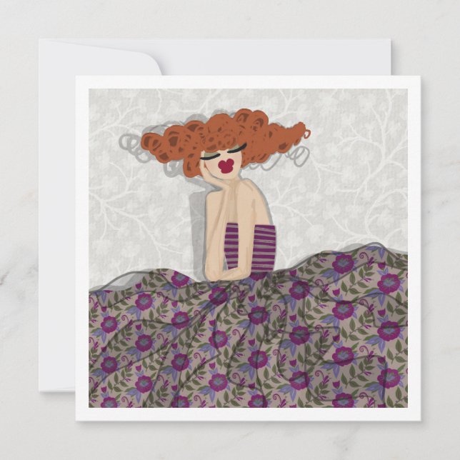 Convite Ilustração de Arte de Moda Floral de Fada Menina C (Frente)