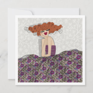 Convite Ilustração de Arte de Moda Floral Fada Menina Cart