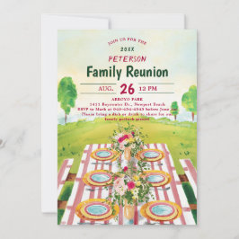 Convite Ilustração de Arte de Verão Picnic da Reunião Fami