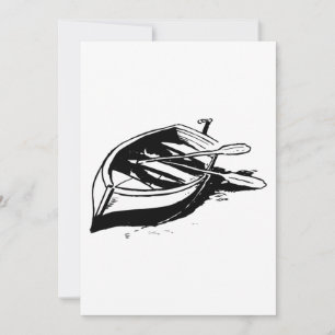 Convite Ilustração de Barco a Remo Náutico Preto e Branco