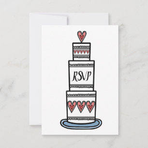 Convite Ilustração de Bolo de Casamento Personalizada RSVP