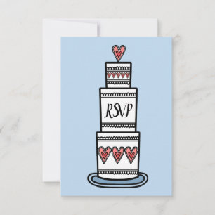 Convite Ilustração de Bolo de Casamento Personalizado RSVP