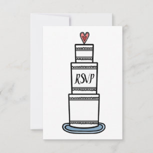 Convite Ilustração de Bolo de Casamento Personalizado RSVP