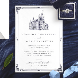 Convite Ilustração de Borda de Castelo Vintage Elegante Ca