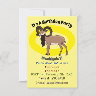 Convite Ilustração de cabra Mouflon