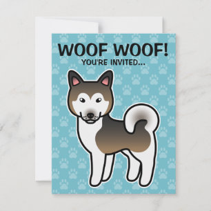 Convite Ilustração De Cachorro Malamuto Do Alasca Branco E