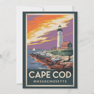 Convite Ilustração de Cape Cod Massachusetts Arte de Viage