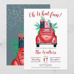 Convite Ilustração de carro vermelho em água festejo de Na