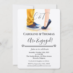 Convite Ilustração de Casal em Aquarela Elegante para Noiv