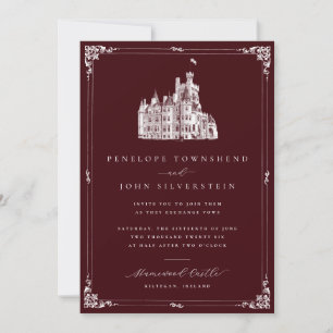 Convite Ilustração de Castelo Borda Borgonha Casamento