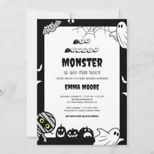 Convite Ilustração de Chá de Bebê do Monstrinho Fofo