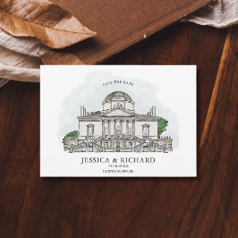 Convite Ilustração de Chateau de Local Desenhado à Mão Ele