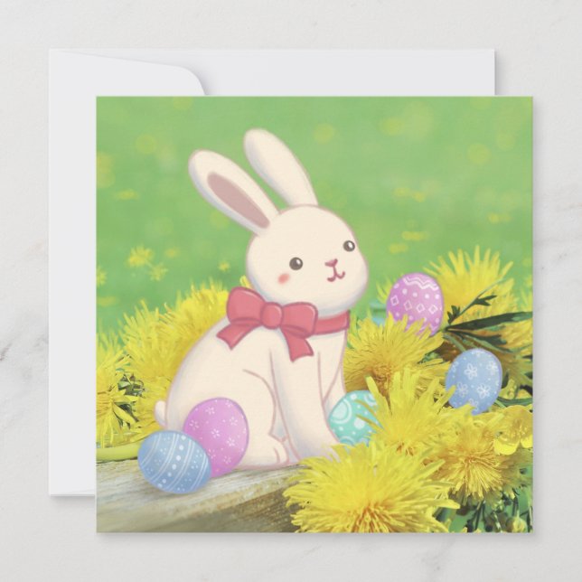 Convite Ilustração de Coelhinho de Páscoa, Ovos de Páscoa  (Frente)