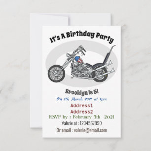 Convite Ilustração de desenho animado Chopper Motorcycle 1