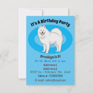 Convite Ilustração de desenho animado com cão Samoyed