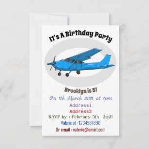 Convite Ilustração de desenho animado de aeronaves de asa 