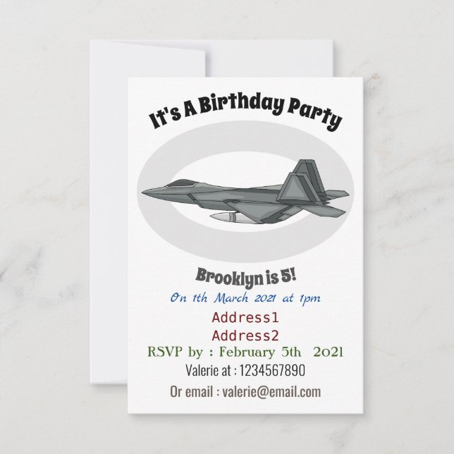 Convite Ilustração de desenho animado de aeronaves de comb (Frente)