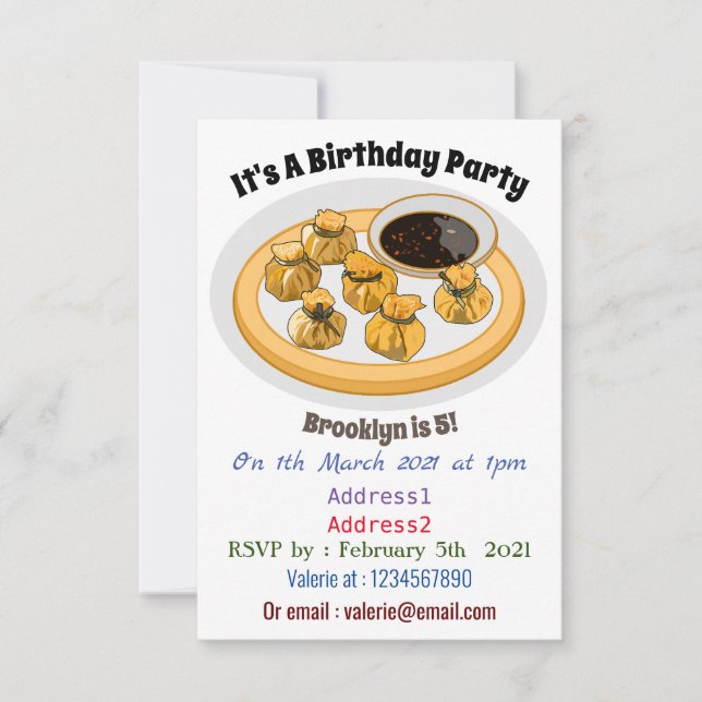 Convite Ilustração de desenho animado de camarão tailandês (Frente)