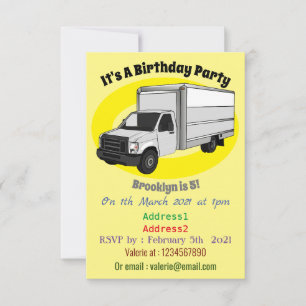 Convite Ilustração de desenho animado de caminhão