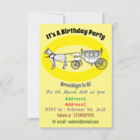 Ilustração de desenho animado de carruagem e caval