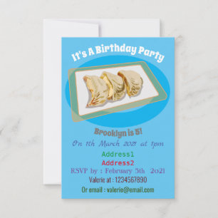 Convite Ilustração de desenho animado de Jiaozi / Chinês D