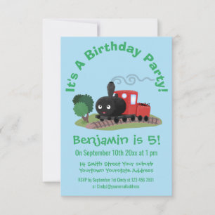 Convite Ilustração de desenho animado de locomotiva de com