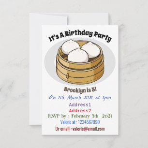 Convite Ilustração de desenho animado Dim sum