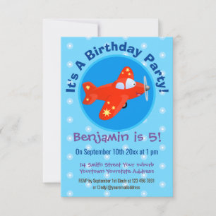 Convite Ilustração de desenho animado voador de plano ve