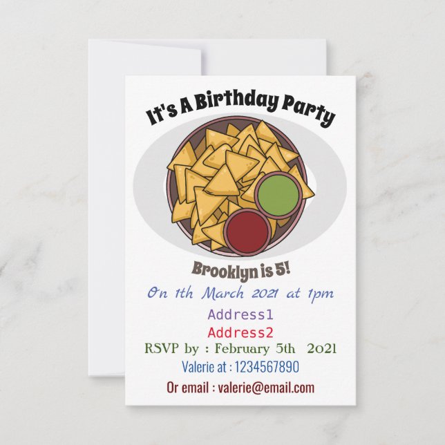 Convite Ilustração de desenho de Nachos (Frente)