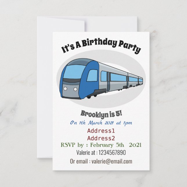 Convite Ilustração de desenho do comboio elétrico (Frente)