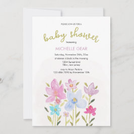 Convite Ilustração de flor selvagem com moderna cor aquáti