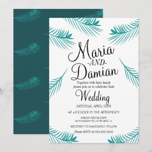 Convite Ilustração de Folha de Palmeira Tropical Casamento