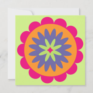 Convite ilustração de formas florais laranja e rosa
