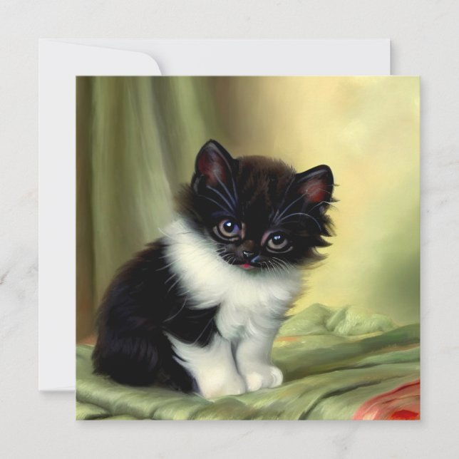 Convite Ilustração de Gatinho de Smoking Antigo (Frente)