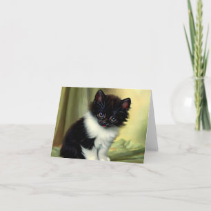 Convite Ilustração de Gatinho Smoking Vintage