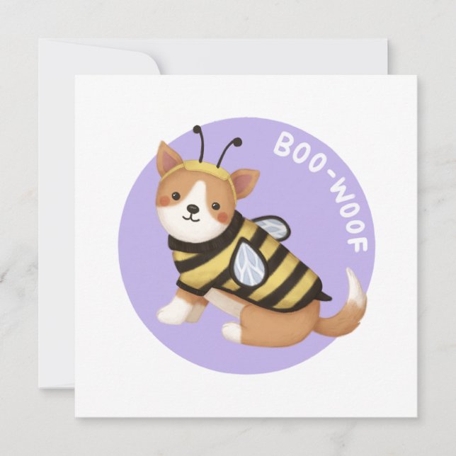 Convite Ilustração de Halloween: Boo-Woof (Welsh Corgi) (Frente)