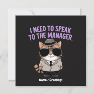 Convite Ilustração de Humor de Gato de Gerente Engraçado