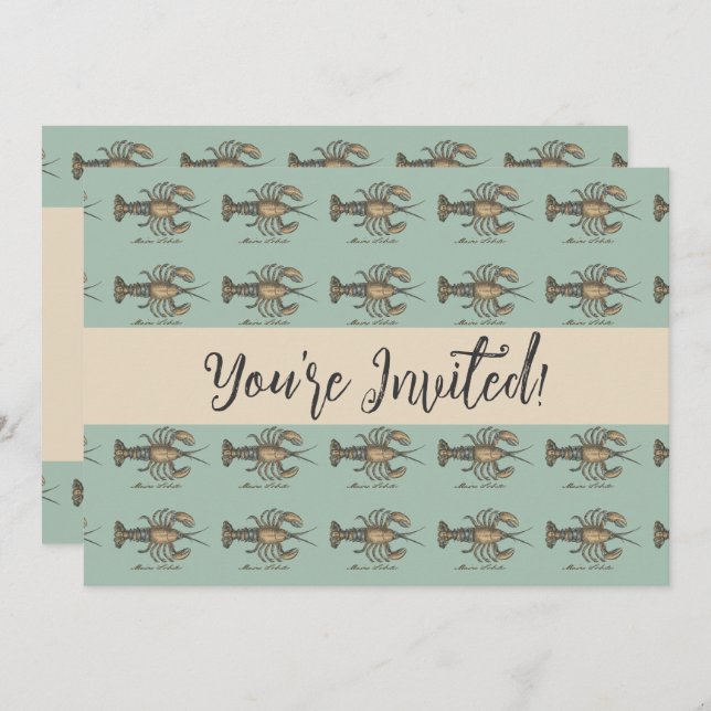 Convite Ilustração de Lagosta Madeira Antica (Frente/Verso)