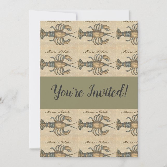 Convite Ilustração de Lagosta Madeira Antica (Frente)