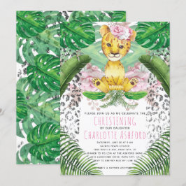 Convite Ilustração de Leoa Safari Batizado