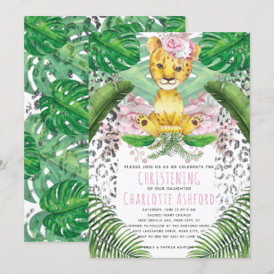 Convite Ilustração de Leoa Safari Batizado