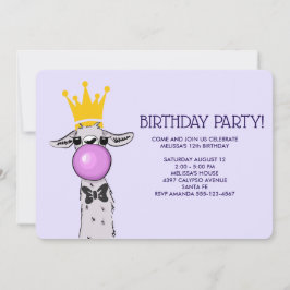Convite Ilustração de Llama Engraçada de Aniversário