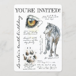 Convite Ilustração de Lobo Canis Lupus Personalizada Convi