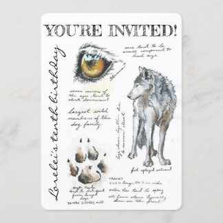 Convite Ilustração de Lobo Canis Lupus Personalizada Convi