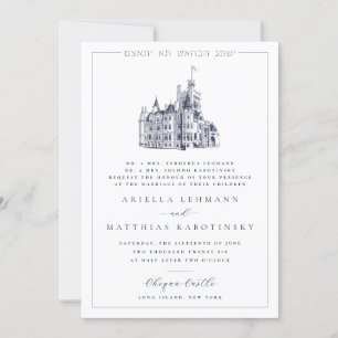 Convite Ilustração de Local de Casamento em Castelo Elegan