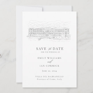 Convite Ilustração de Local Personalizado Save the Date co