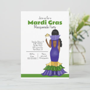 Convite Ilustração de Moda Mardi Gras - Partido